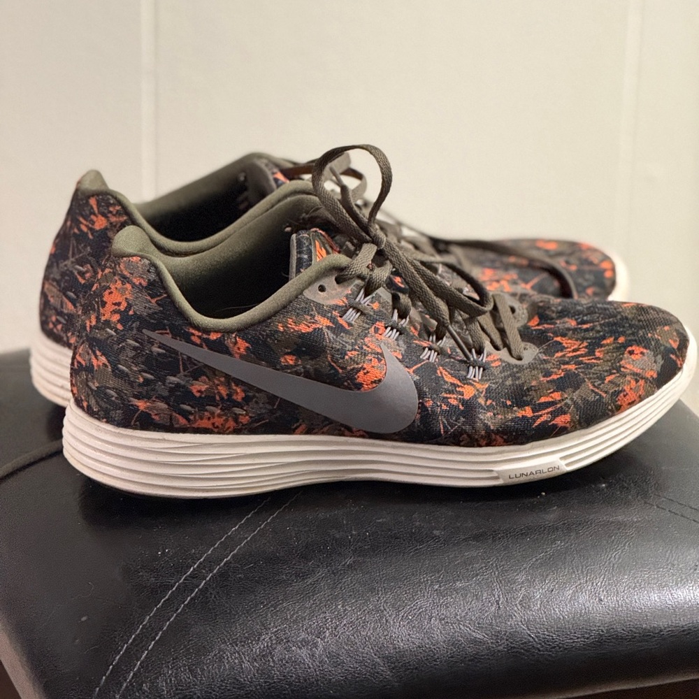 Nike Black and Orange Camouflage Sneakers